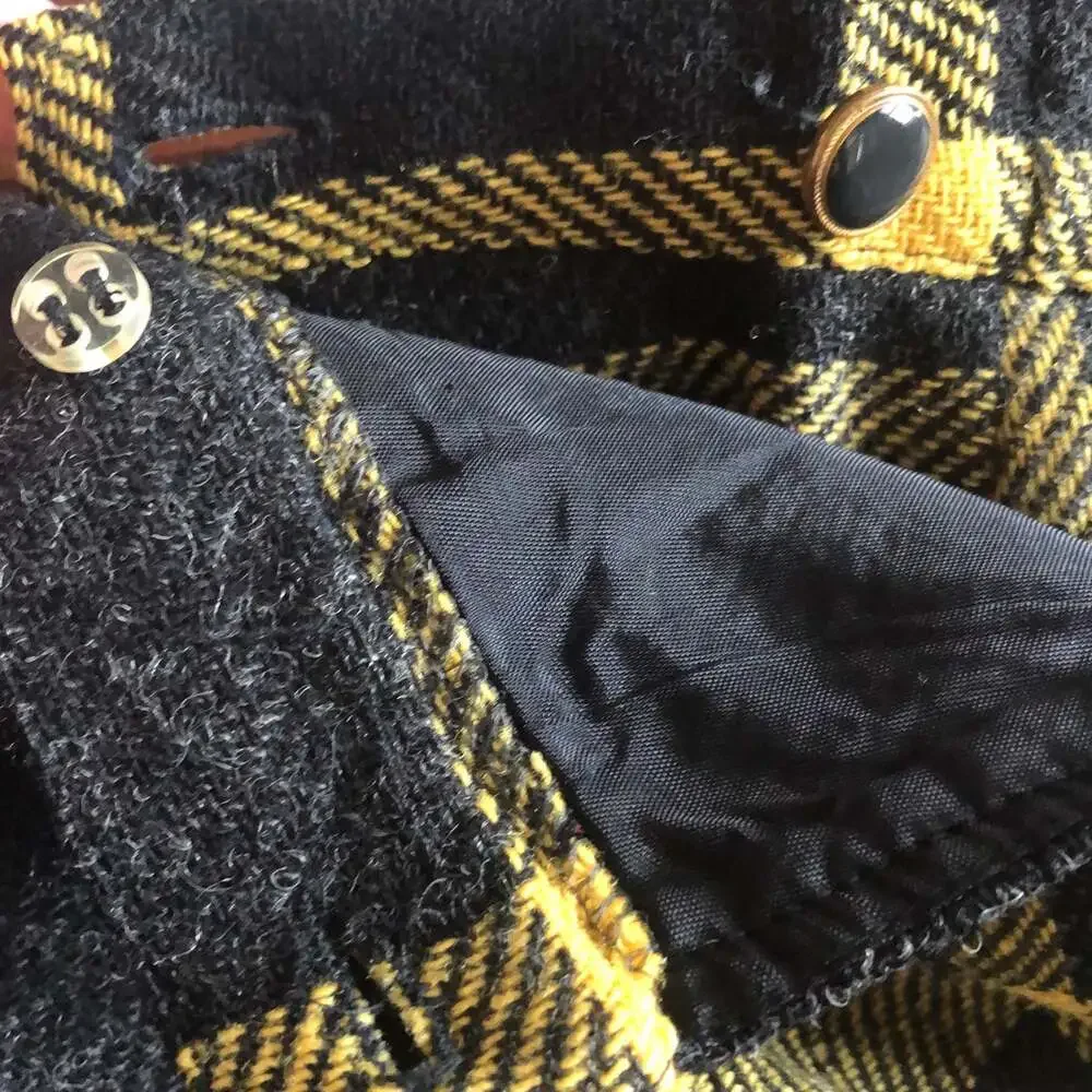 1970s Personal Plaid Wool Pleated Midi Skirt Size 12 w/ Pockets  medium